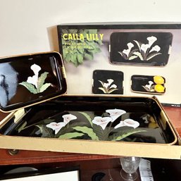 Pair Of Vintage CALLA LILLY Lacquered Trays (only Two Trays)