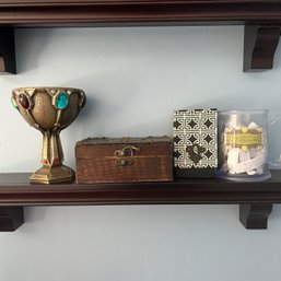 Decorative Items: Plastic Chalice, Wooden Box, Etc (b1)