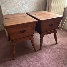 Pair Of Vintage Ethan Allen End Tables With Flip Tops (up 1)