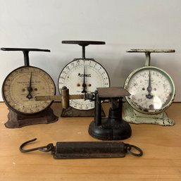 Trio Of Antique Scales & Spring Balance (JL)