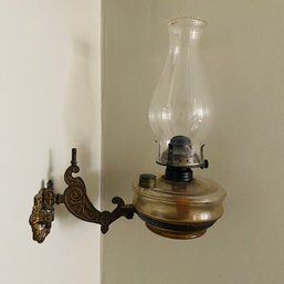 Vintage Oil Lamp With Metal Wall Bracket (Kitchen)