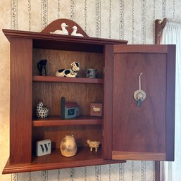 Wooden Wall Cabinet Shelf With Decorative Farmhouse Decor (Den)