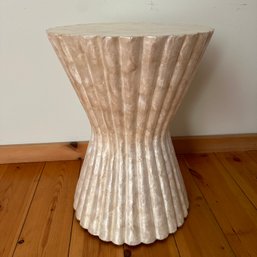 Cute Mother Of Pearl Toned Scalloped Side Table (Upstairs)