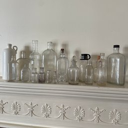 Assorted Mostly Clear Glass Vintage Bottles (LR)