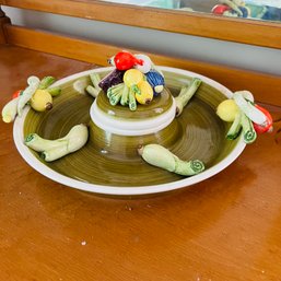 Vegetable Ceramic Serving Dish With Dip Bowl (BR 1)