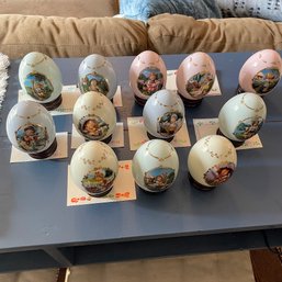 Set Of 12 Porcelain M.J. Hummel Collector Eggs