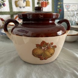 Vintage McCoy Pottery Bean Pot With Lid 'Apples' (Dining Room)