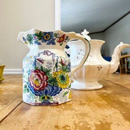 Pair Of Gorgeous Vintage Ceramic Vessels, Cracked & Restored, For Display (LR)