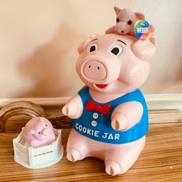 Fun, Plastic Pig Cookie Jar That Oinks When Opened! & Pig Scrub Brush (Kitchen)