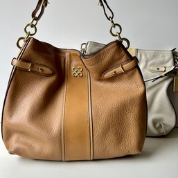 Pair Of COACH Pebble Leather Tall Hobo Bags, Beige And Creme - See Notes