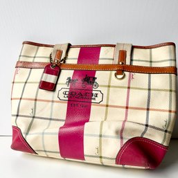 COACH Tattersall Plaid Leather Bag