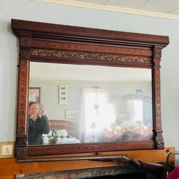 STUNNING Large Vintage Wall Mirror With Detailed Woodwork (BR)