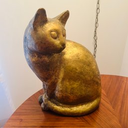 Gold Tone Cat Statue (Living Room)