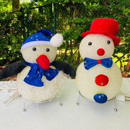 2 Adorable Hard Plastic Snowman Decorations (Garage)