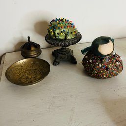 Vintage Brass Dish, Iron Pin Cushion And Other Items (BR 1)