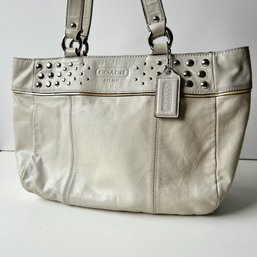 COACH Studded Leather Tote Shoulder Bag