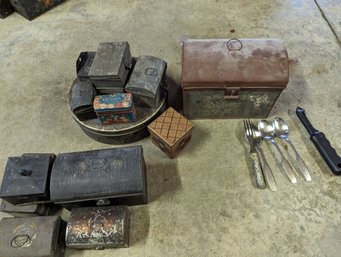 Metal Finds: Tin Boxes And Utensils (garage)