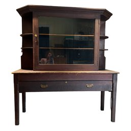 Beautiful Large Antique Cabinet With Glass Door (LL)