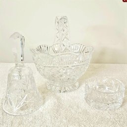 Cut Glass Bell, Basket And Dish (Kitchen)