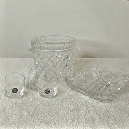 Cut Glass Ice Bucket, Dish And Rosenthal Shot Glasses (Kitchen)