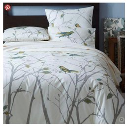 West Elm Organic 'Sparrow Song' King Size Duvet Cover With Shames And Comforter Insert