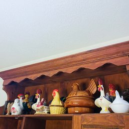 Assorted Rooster/Chicken Statues And Bowls Lot (Dining Room)