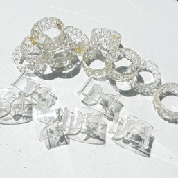 Two Sets Of Vintage Acrylic Napkin Rings, Vintage Lucite 'seashore' Theme Rings