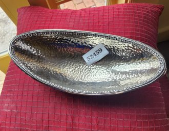 Lovely Silver Toned Oval Bowl With Faux Diamonds (Kitchen)