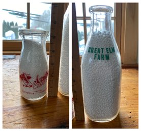 Pair Of Glass Milk Bottles - Great Elm Farm & Scruton's Dairy (HW1)