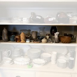 Middle Shelf Vintage Decorative Items And Serving Ware (Dining Room)