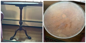 Vintage Claw Foot Pedestal Table With Inlay Top (LR)