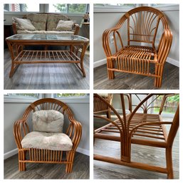 WOW! Vintage Bamboo & Rattan Chairs (2), Couch, & Coffee Table (Porch)