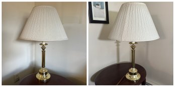 Pair Of Gold Toned Table Lamps (LR)