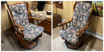 Pair Of Miracle Rocker Heavy Swivel Rocking Chairs By Newport Rocking Chair Center (BSMT)