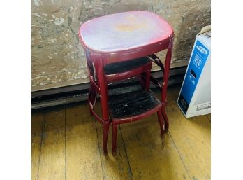 Early Vintage Red Metal Stepstool (Dining Room)