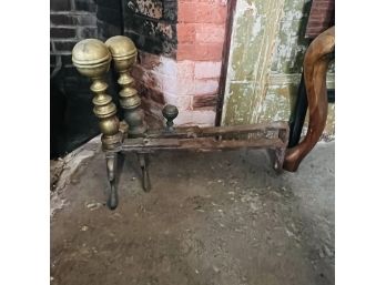 Fireplace Andirons With Brass Finials (Dining Room)