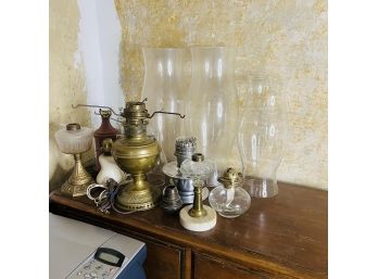 Collection Of Oil Lamps And Shades (Dining Room)