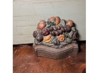 Vintage Cast Iron Fruit Basket Door Stop (kitchen Door Near Stove)