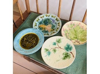 Set Of Four Signed Majolica Pottery Plates (Bedroom 5)