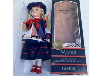 'Mandi' Nautical Theme 2004 Porcelain Doll Made For Design, With Box - Like New! (Garage Right) MB2