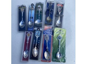9 New Silver Plated Collectors Spoons From All Over! Incl. Alaska, Italy, Ireland & More (Garage Right) MB2