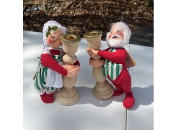 Annalee Santa & Mrs. Claus Candle Holder Dolls From 1993 (Garage) MB2