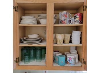 Kitchen Cabinet Lot Of Plates, Mugs And Other