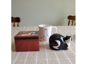 Cat Mugs And Sponge Holder