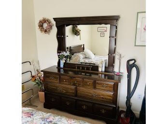 Vintage Dresser With Mirrored Top And Display Shelves (Bedroom 1)