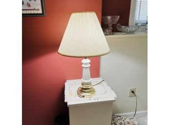 Ceramic Lamp With Pleated Shade (Basement)