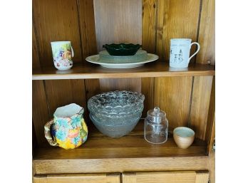 Ceramic Mugs, Pitcher, Glass Serving Bowls, Etc. (Basement)