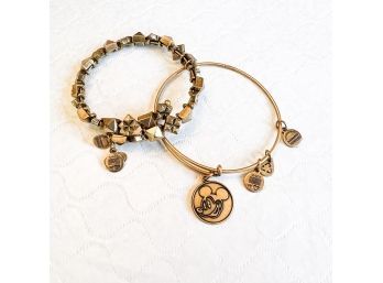 Pair Of Alex And Ani Bracelets - One With Mickey Mouse Charm