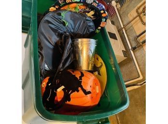 Bin With Assorted Halloween Decorations (Basement)