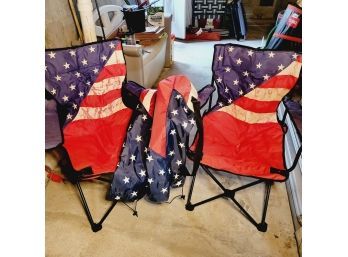 Set Of 2 American Flag Chairs (Basement)